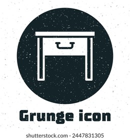 Grunge Furniture nightstand icon isolated on white background. Monochrome vintage drawing. Vector