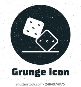 Grunge Game dice icon isolated on white background. Casino gambling. Monochrome vintage drawing. Vector