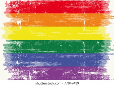 A grunge gay flag with a texture.