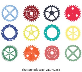 Grunge gear icon set,Vector illustration. 