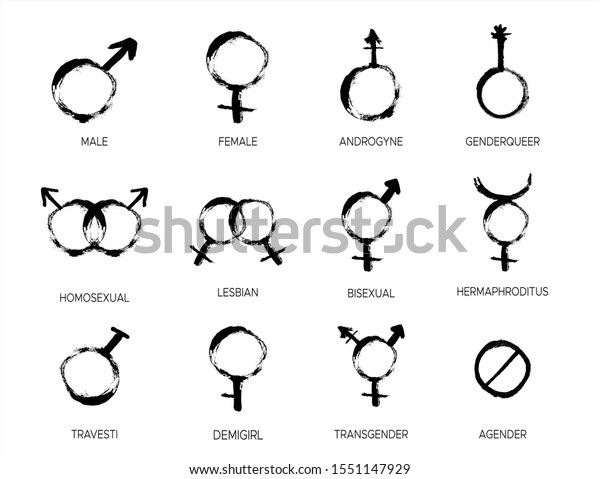 Grunge Gender Icon Set Different Sexual Stock Vector Royalty Free