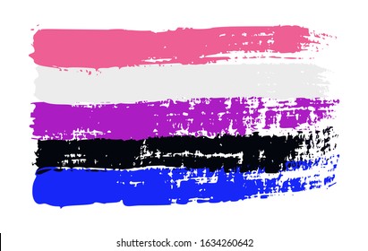 Grunge Genderfluid pride flag. Vector illustration Symbol of Non-binary gender. LGBT movement. LGBTQ community.