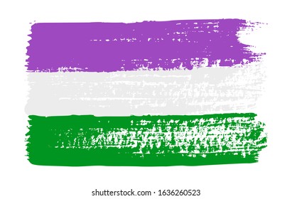 Grunge Genderqueer pride flag. Vector illustration Symbol of gay. LGBT movement. LGBTQ community.