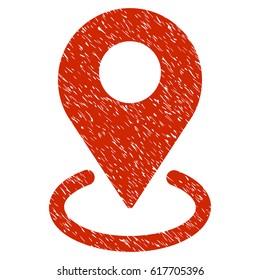 Grunge Geo Targeting icon with grunge design and dirty texture. Unclean vector red pictogram for rubber seal stamp imitations and watermarks. Draft sign symbol.