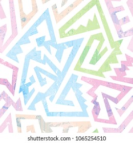 Grunge geometric colorful seamless pattern