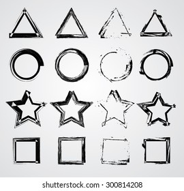 Grunge Geometric Empty Elements Collection . Distressed  Shapes .