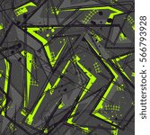 Grunge geometric pattern for girls, boys, fashion textile, sport clothes. Urban modern design with curved squares, shape, spray paint elements. Chaotic guys repeated backdrop 