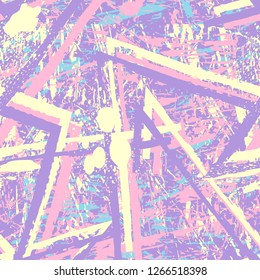 Grunge geometric pattern for girls, boys, fashion textile, sport clothes. Urban modern design with curved paint elements.