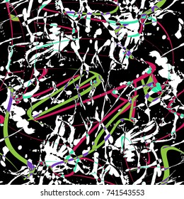 Grunge geometric pattern for girls, boys, fashion textile, sport clothes. Urban modern design with curved triangles, shape, spray paint elements. Chaotic guys repeated backdrop