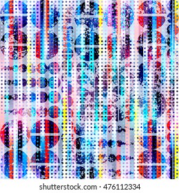 Grunge geometric pattern on a colorful background.