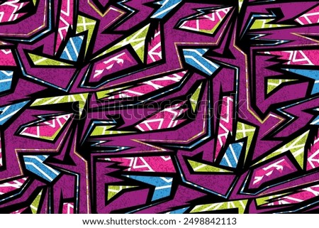grunge geometric pattern for sport clothes. Mosaic print for sport textile, clothes, backpack. Curved geometric print. Zig zag ornament.