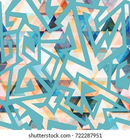 Grunge geometric seamless pattern