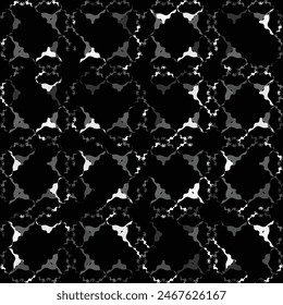 Grunge geometric seamless pattern. Black and white textured repeated print for textile, clothes, wrapping paper. 