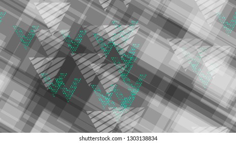 Grunge Geometric Seamless Pattern. Element of an Unusual Background, Packaging, Textiles, Wallpaper. Sporty Fashion Pattern. Triangles, Points, Lines of Different Shades.