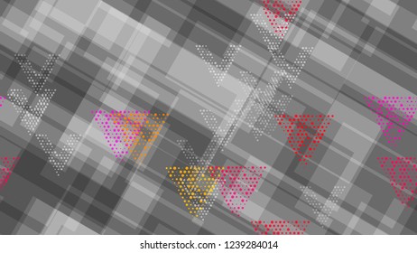 Grunge Geometric Seamless Pattern. Sporty Fashion Pattern. Element of an Unusual Background, Packaging, Textiles, Wallpaper. Triangles, Points, Lines of Different Shades.