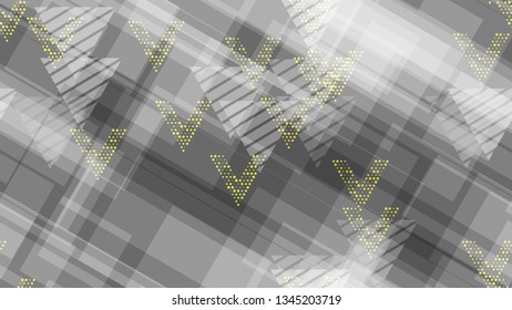 Grunge Geometric Seamless Pattern. Sporty Fashion Pattern. Element of an Unusual Background, Packaging, Textiles, Wallpaper. Triangles, Points, Lines of Different Shades.