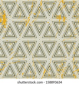 Grunge geometric seamless pattern, vintage vector repeat background with aged texture.