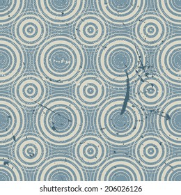 Grunge geometric seamless pattern, vintage vector repeat background with aged texture.