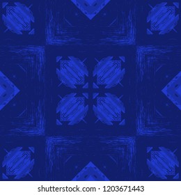 Grunge geometric tile seamless pattern, abstract colorful background, texture.