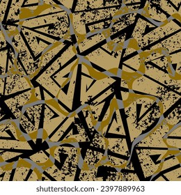 Grunge Geometric Vector Seamless Pattern made in ethnic style. African traditional design. Creative boho pattern.