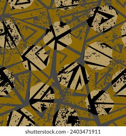 Grunge Geometric Vector Seamless Pattern made in ethnic style. African traditional design. Creative boho pattern.