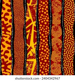 Grunge Geometric Vector Seamless Pattern made in ethnic style. African traditional design. Creative boho pattern.
