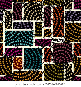 Grunge Geometric Vector Seamless Pattern made in ethnic style. African traditional design. Creative boho pattern.