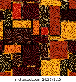 Grunge Geometric Vector Seamless Pattern made in ethnic style. African traditional design. Creative boho pattern.
