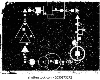 Grunge geometrical elements in modern art style . Minimal design with geometric shapes . Trendy brochure . Vector illustration .