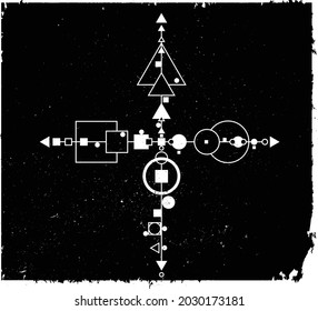 Grunge geometrical elements in modern art style . Minimal design with geometric shapes . Trendy brochure . Vector illustration .