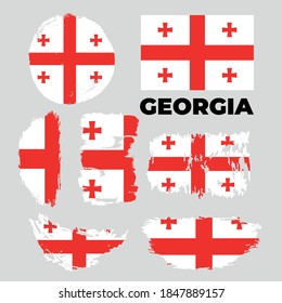Banderas de Georgia Grunge. Ilustración de material vectorial aislada.