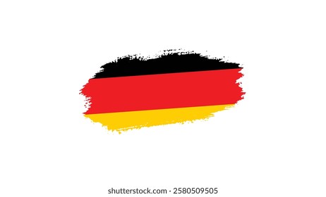 Grunge German flag with paint brush textured isolated on white background, Watercolor painting flag—Germany Flag with Brush Concept Vector Illustration.