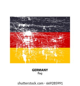 Grunge Germany flag isolated on white background. Design element for flyers or banners.