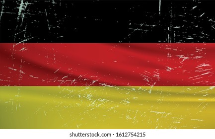 Grunge Germany flag. Germany flag with waving grunge texture. Vector background.