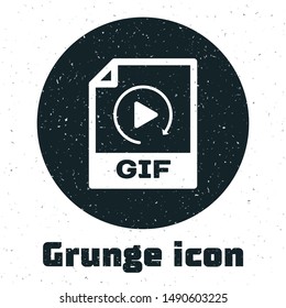 Grunge GIF file document. Download gif button icon isolated on white background. GIF file symbol.  Vector Illustration