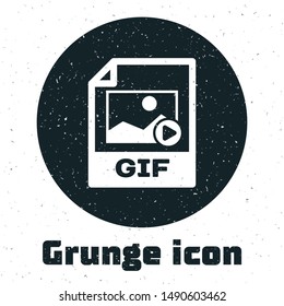 Grunge GIF file document. Download gif button icon isolated on white background. GIF file symbol.  Vector Illustration
