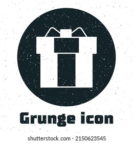 Grunge Gift box icon isolated on white background. Monochrome vintage drawing. Vector