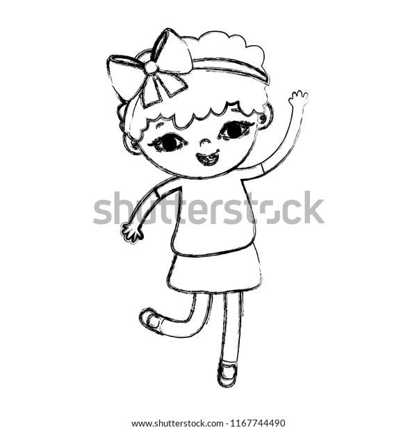 Grunge Girl Child Curly Short Hair Stock Vector Royalty Free