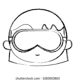 grunge girl head with sleeping glasses and hairstyle
