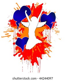 grunge girl jumps  vector