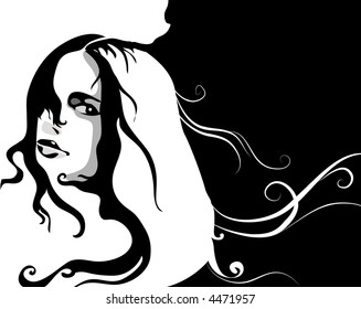 Grunge girl - vector