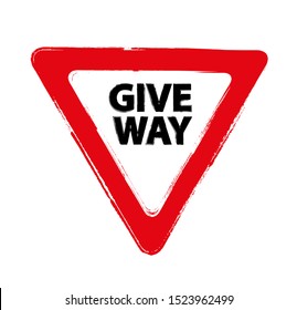 Grunge give way sign in vector 