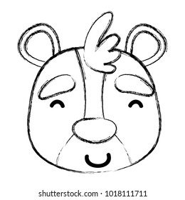 grunge glad bear head wild animal