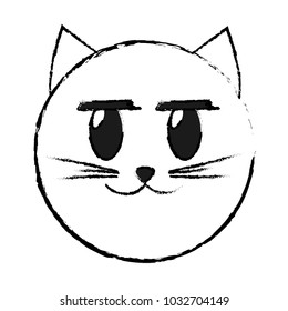 grunge glad cat face emoji expression
