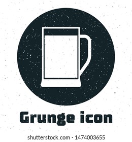 Grunge Glass of beer icon isolated on white background.  Vector Illustration