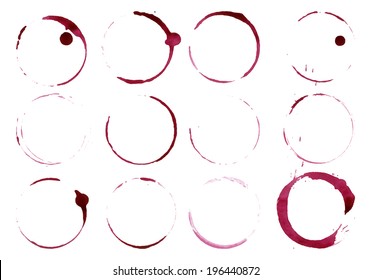 Grunge glass or cup stains isolated on white