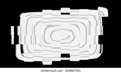 Grunge glitch design element, black and white vector illustration.