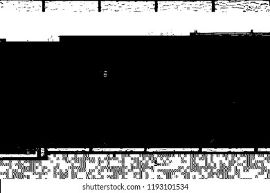 Grunge glitched black and white background. Glitch overlay distress texture. EPS10 vector.