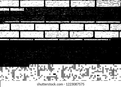 Grunge glitched black and white background. Glitch overlay distress texture. Cyber hacker attack theme creative design template. EPS10 vector.
