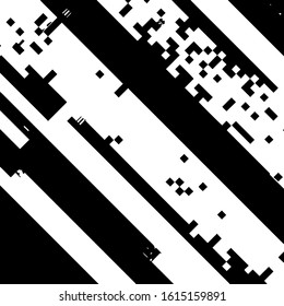 Grunge glitched black and white background. Glitch overlay distress texture. Cyber hacker attack theme creative design template. EPS10 vector